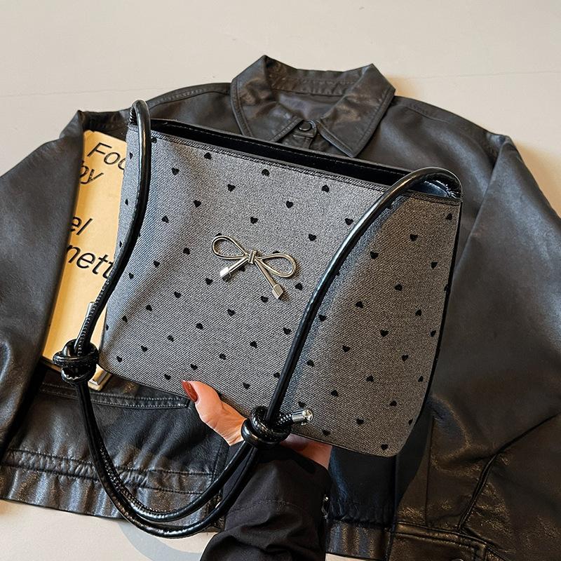 Новая нишевая высококлассная холщовая сумка в горошек, модная, на одно плечо, с бантом, нишевая, ручная сумка, сумка-кроссбоди