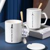 Простой набор английских букв для домашнего обихода, керамическая чашка с крышкой и ложкой, креативная кружка, большая емкость, стакан для воды, небольшой подарок