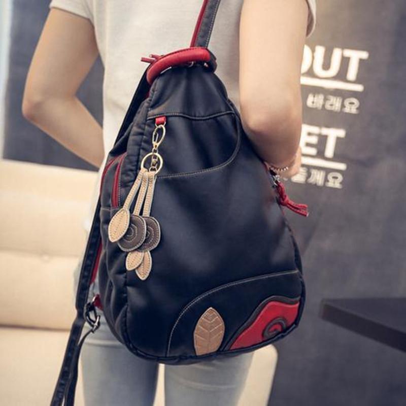 Винтажная сумка через плечо с вышивкой листьев, многофункциональный нагрудный женский кожаный рюкзак