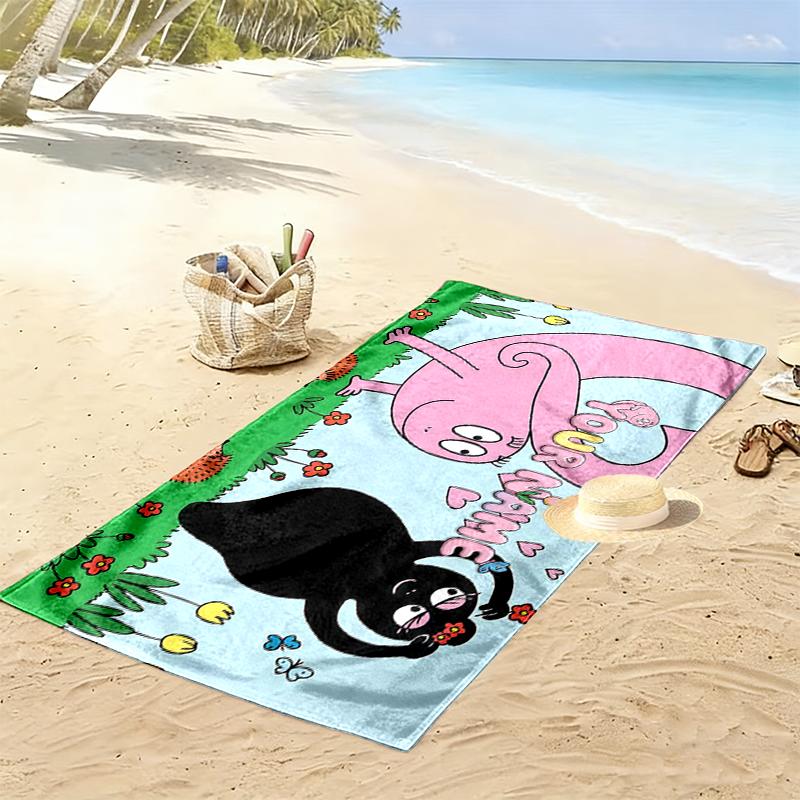 Custom Name,Barbapapa Print Beach Towel, Large Soft Quick Dry Towel for Beach Camping Swimming