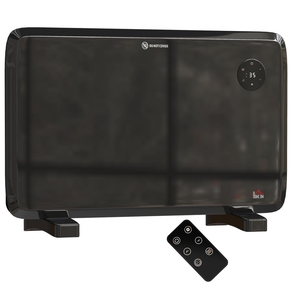 1.2kW Freestand/On-Wall Electric Convector Heater, with Adjustable Thermostat - Black