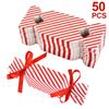 50pcs Christmas Red Candy Box with Ribbons Chocolate Cookies Packaging Bag DIY Xmas Tree Ornaments Decoration Wedding Party