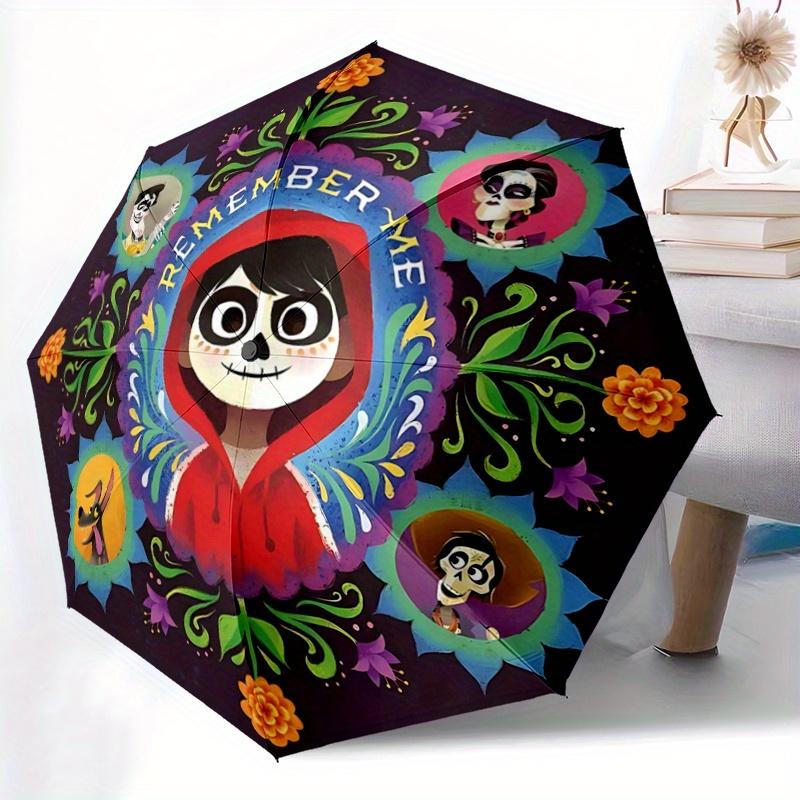 1pc Coco Miguel Design Cartoon Umbrella, Portable 3-Fold Compact Umbrella, Suitable for Camping, Hiking and Travel, Ideal Easter Birthday Gi
