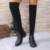 2024 Брендовые женские туфли Женские сапоги выше колена Лаконичные современные сапоги Женские туфли с круглым носком на низком каблуке Слипоны Большие размеры Женские