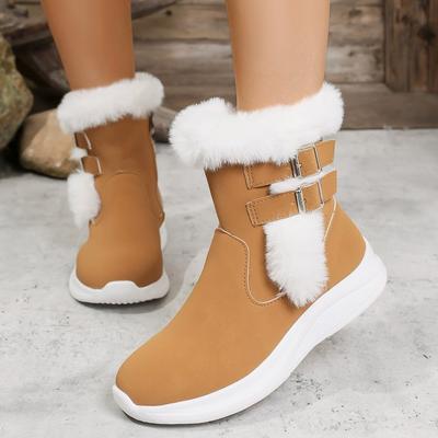 Женские мягкие эластичные ботинки-дутики с пряжкой, зимние теплые, утепленные, на толстой подошве, нескользящие, для носки на открытом воздухе, для отдыха, спортивные, хлопковые ботинки