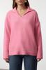 Women's Fashionable Stylish Sweater Pink Woolen Wide Fit Polo Neck Basic Knitwear Sweater