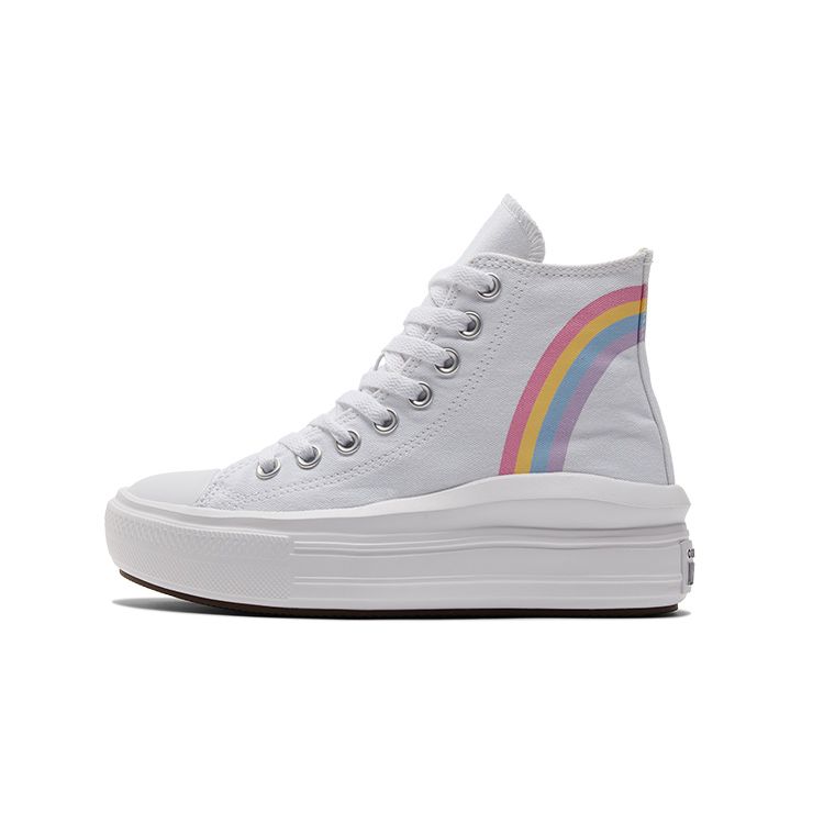 Converse Кроссовки Chuck Taylor All Star Move Platform High GS Rainbow Cloud Kids белые Jp-Blue Pink A04344C