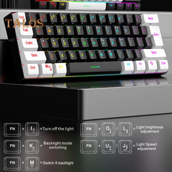 Проводная механическая игровая клавиатура с RGB-подсветкой, универсальная 61 клавиша, мини-проводная офисная клавиатура с мышкой