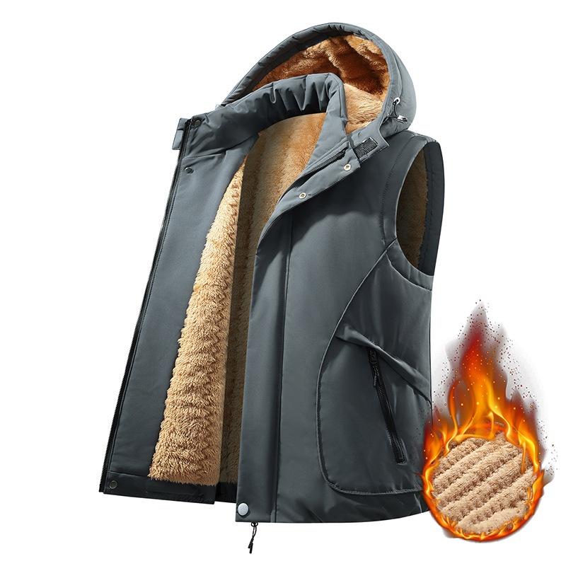 Thick Warm Lamb Velvet Fleece Lined Sleeveless Jacket Casual Men's Vest Warm Thermal Vest Polyester Fabric Autumn Winter Leisure Waistcoat