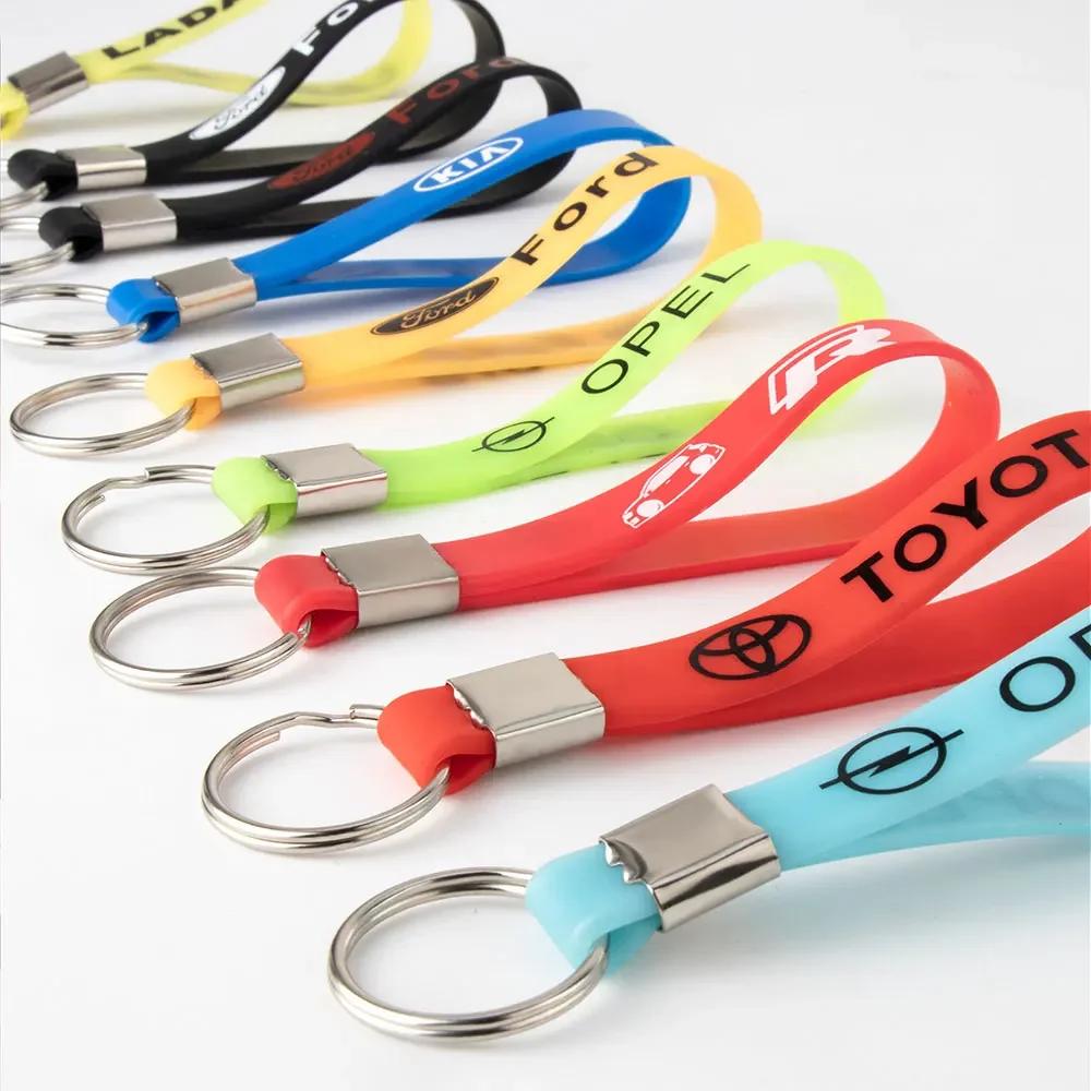 New 2026 Car Sticker Luminous Keyring Rubber Pendant Strap Keychain Car Logos Accessory For Ford Fiesta Focus 2 MK4 Mustang Rang