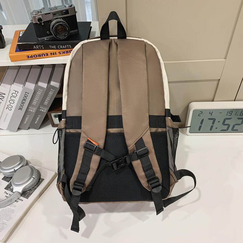 Junior High School Schoolbag Women Large Capacity Backpack Men Color Block Backpack