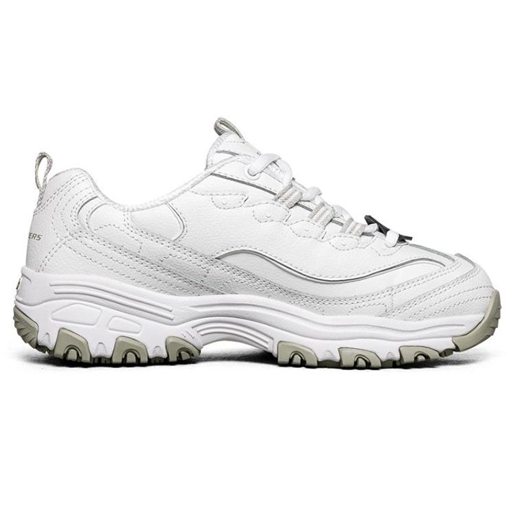 Skechers DLites SR Сетка Синтетическая кожа Ретро Прочные Дышащие Низкие Повседневные Кроссовки Женские Белый 76605-WHT
