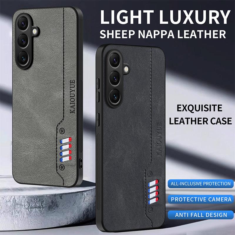 Цветная прошивка Ретро Матовый кожаный чехол для Samsung Galaxy A56 A36 A16 A06 A55 A35 Полная защита камеры Противоскользящая накладка