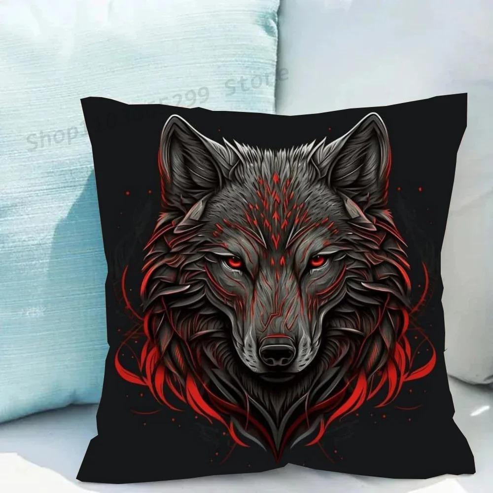 pc Majestic Wolf Print Pillowcase Set Polyester NonEmbroidery Cushion Covers for Sofa Bed Man Cave Home Decor