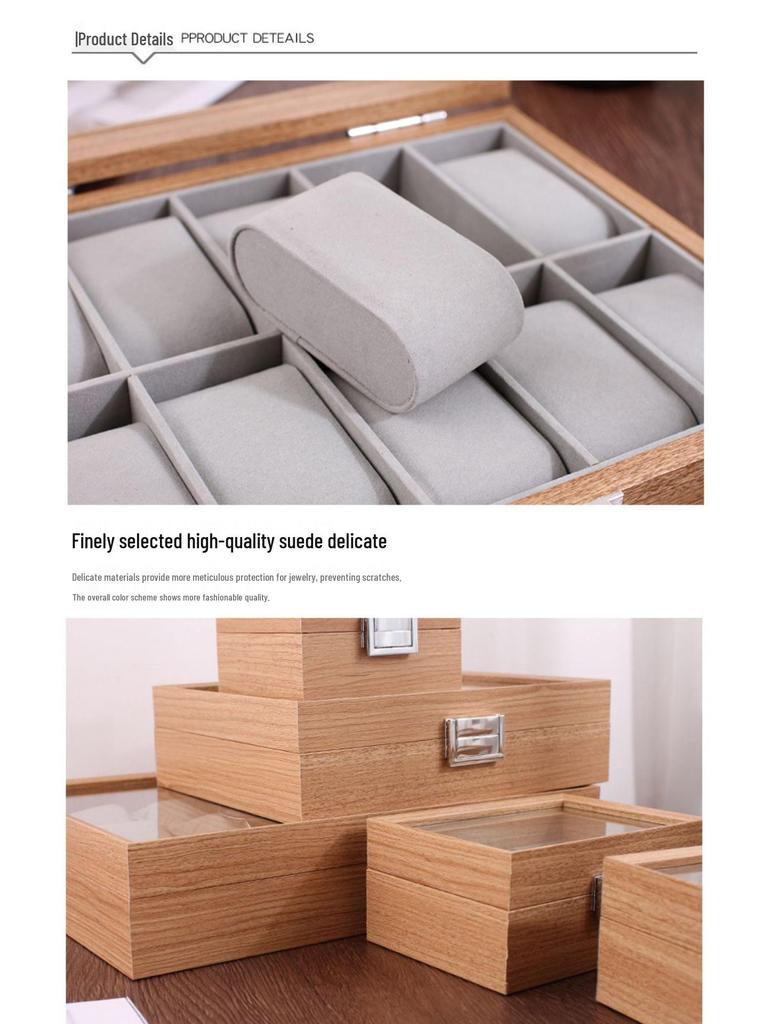 Коробка для хранения часов и ювелирных изделий из бамбукового дерева для трансграничной торговли