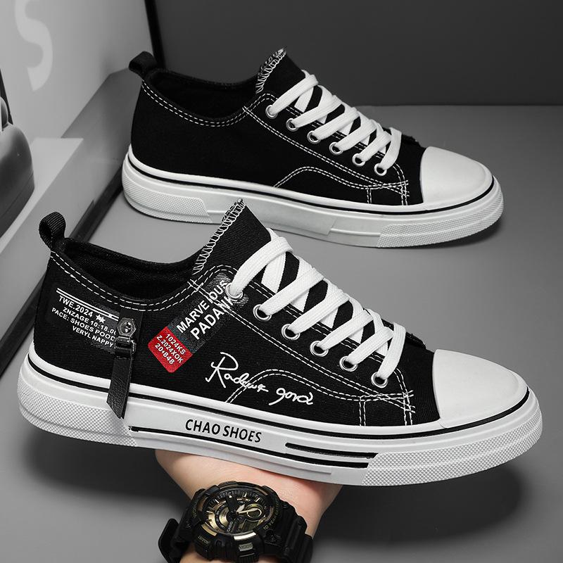 Повседневная обувь Мужская парусиновая обувь Мужские кроссовки Дышащая мужская спортивная обувь Черная тканевая обувь Trend Letter Мужская обувь Низкие кроссовки
