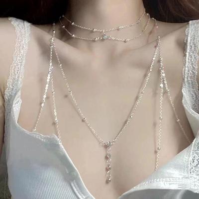 Элегантная многоярусная боди-цепочка с кисточками - Модный аксессуар для груди и спины