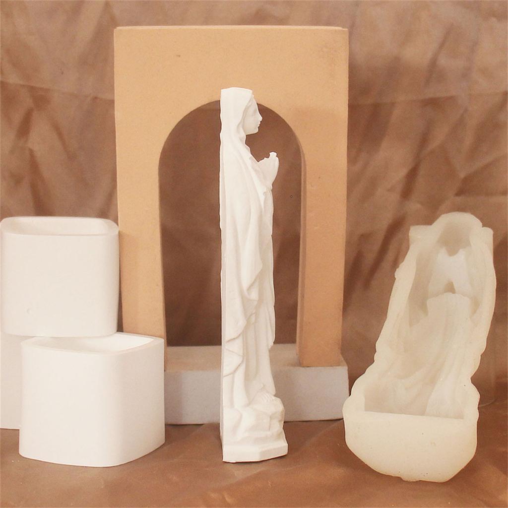 Статуя Девы Марии Силиконовые Формы для Свечей Религиозная Скульптура Силиконовые Формы Термостойкие Гипсовые Силиконовые Формы