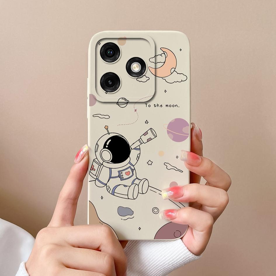 Phone Cover For Tecno Pova 6 Neo Itel A50 P55 Infinix Smart 8 HD Note 40 5G Bumpers Cartoon Astronaut Pattern Anti Drop Soft Silicone Phone Bags Shell