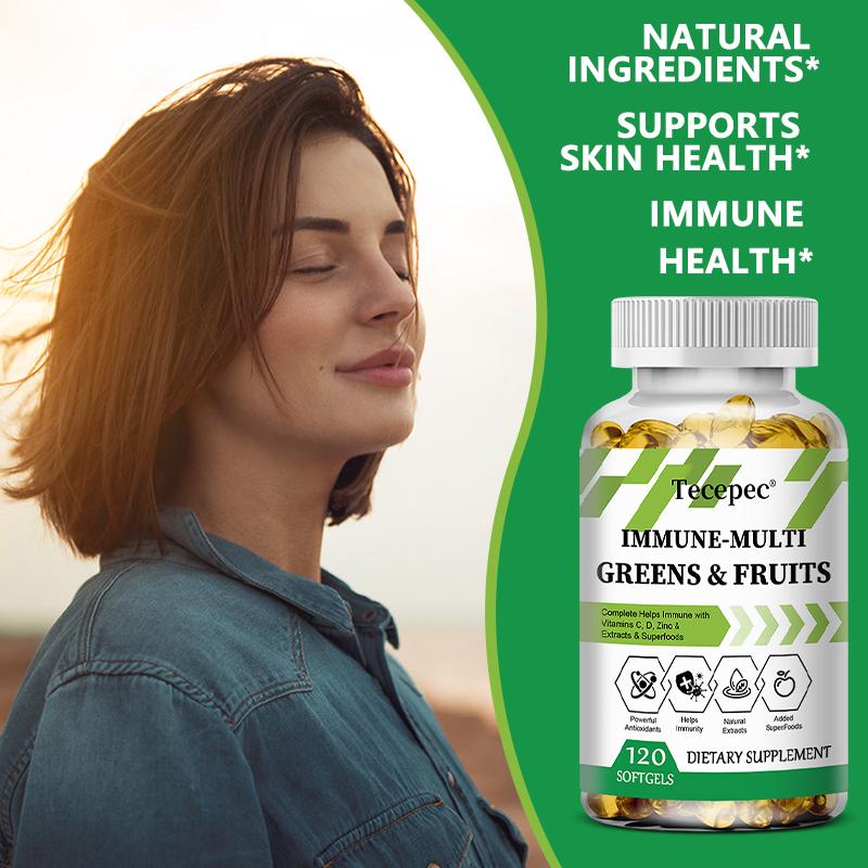 Immunity-Boosting Complex Green Vegetable and Fruit Tablets - 120 Capsules