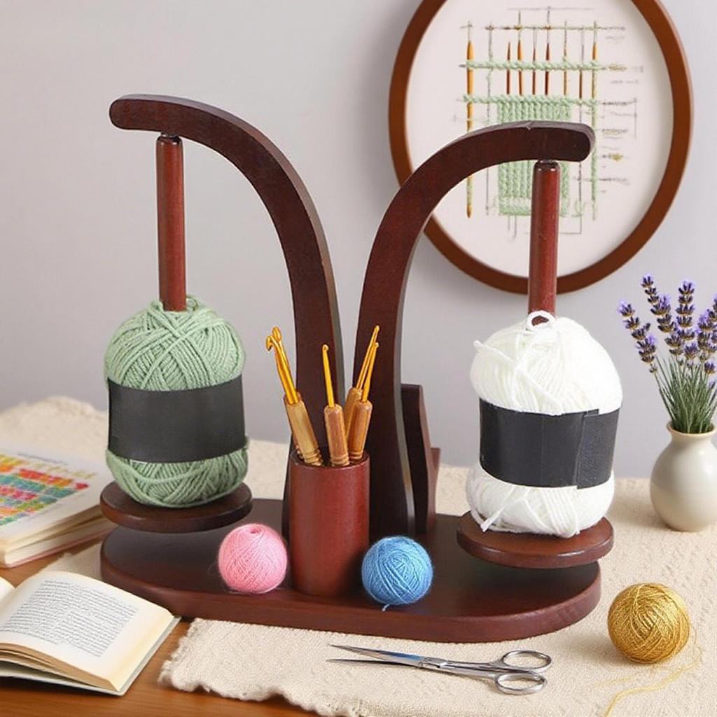 Вращающийся держатель для клубка пряжи Инструменты для вязания спицами Вязание крючком Стойка для хранения клубка пряжи Легкий магнитный держатель для катушек ниток Прялка для шерсти