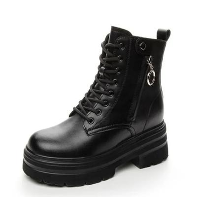 Модные 8 см новые ботильоны из натуральной кожи на платформе с клином и скрытым каблуком для женщин, повседневные толстые кроссовки на высоком каблуке, весенне-осенняя обувь