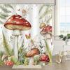 Летняя шторка для душа с грибами, Акварельные зеленые листья растений, Феи, Занавеска для ванной комнаты, Водонепроницаемая ткань из полиэстера, Занавеска для ванны