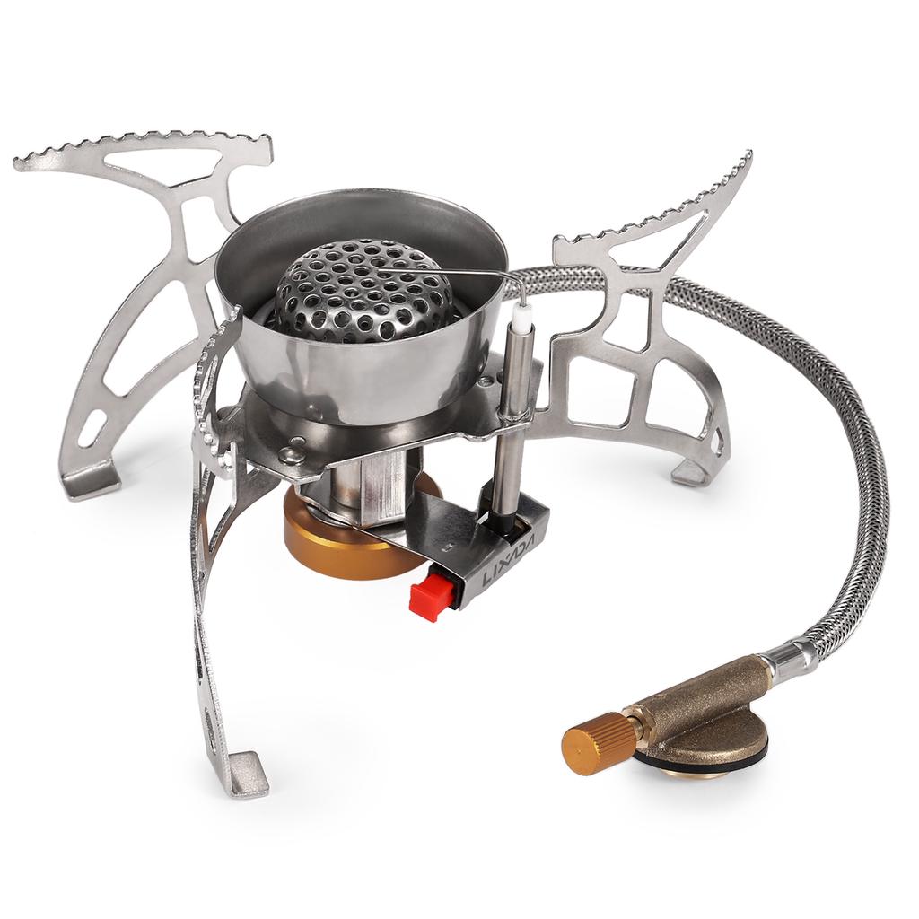 Lixada Foldable Camping Gas Stove Windproof Piezo Ignition Backpacking Stove Outdoor Portable