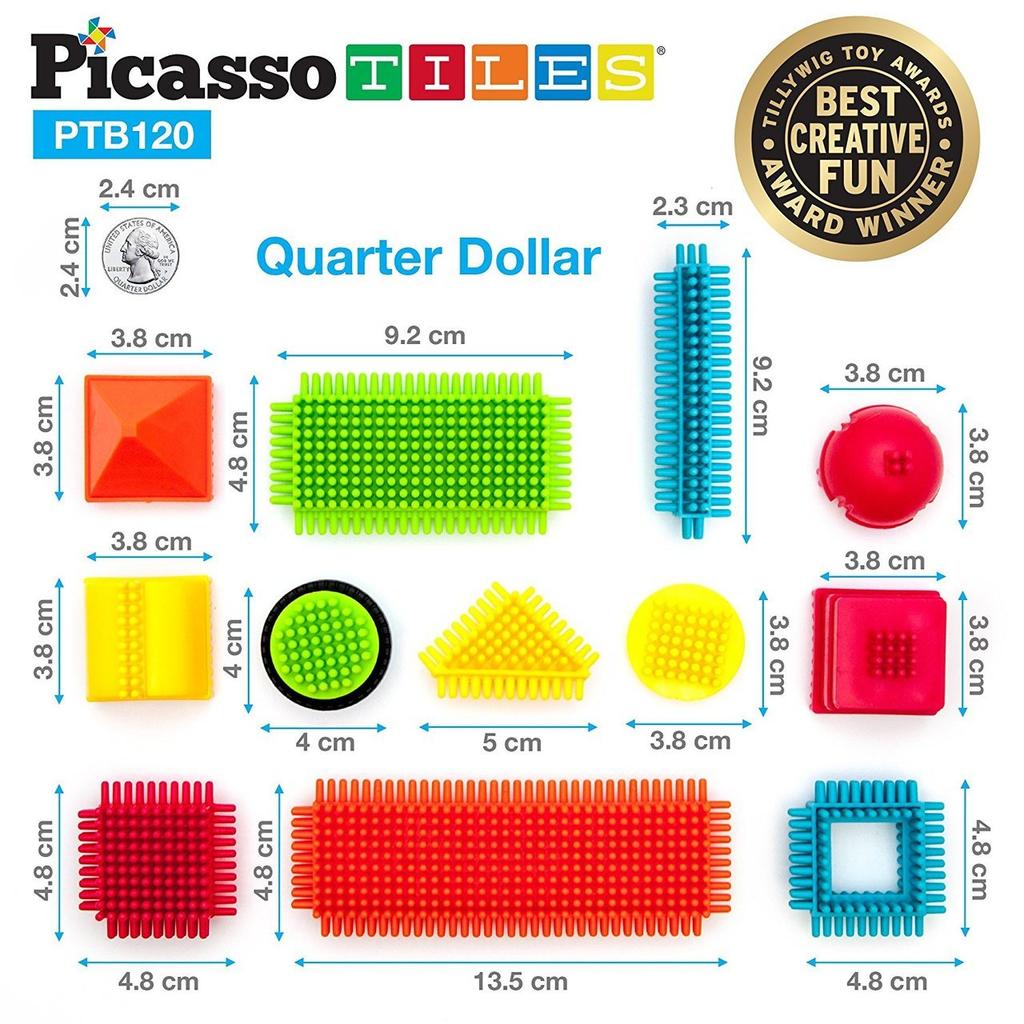 PicassoTiles Hedgehog Block Tiles Toy Building Stacking Interlock Teeth Toys Construction Sensory Gifts STEM Learning Bristle Playset Educational Kit