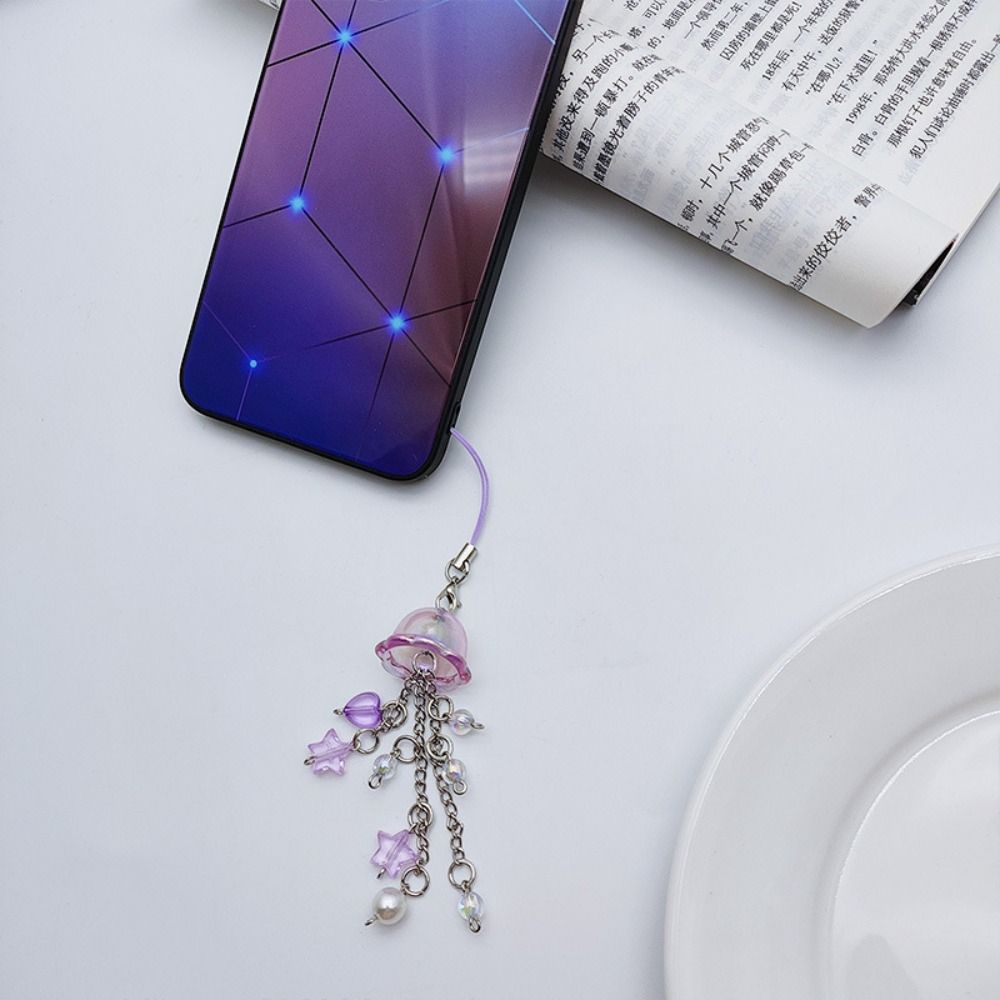 Jellyfish with Star Cottage Core with Star Key Chain New Beaded Phone Charm Phone Charm Key Chain