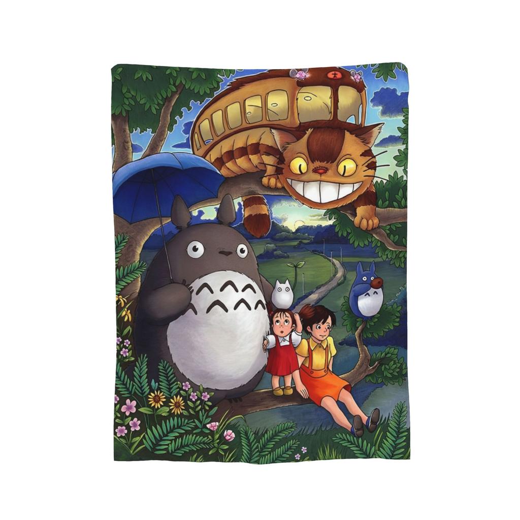 Традиционные вязаные одеяла Некобус Японские Т-Тоторо Кот-автобус Флисовый плед Постельные принадлежности Диван Портативные Мягкие Теплые Покрывала