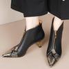 Сексуальные ботильоны с острым носком на тонком каблуке 2024 года, модные однотонные офисные туфли для женщин, брендовые женские ботинки на молнии, женские ботинки Botas De Mujer