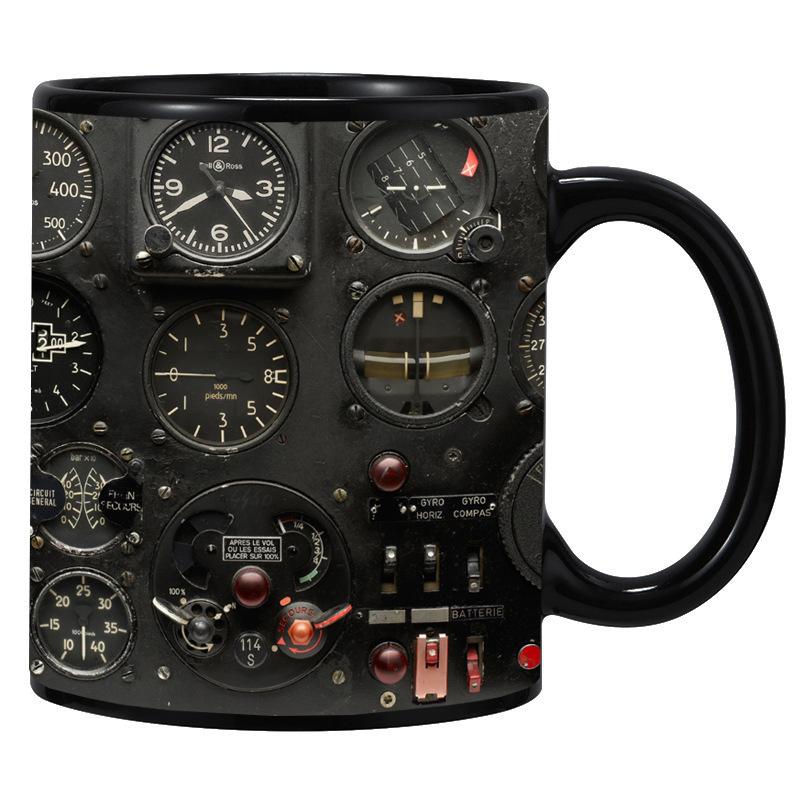 Индикатор Приборная панель самолета Пилот Авиация Вентилятор День отца Папа Керамическая кружка для кофе с отметкой Машиностроение