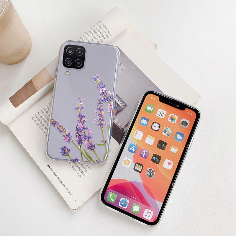 Чехол для телефона Samsung A12 M12 F12 Цветочный силиконовый чехол для Samsung Galaxy A12 5G Fundas Coque Прозрачный мягкий Capas Цветок ТПУ