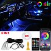 LED Car Interior Ambient Strip Lights RGB Fiber Optic Atmosphere Neon Lighting Kit W/ APP Remote Control Auto Decorative Lamps