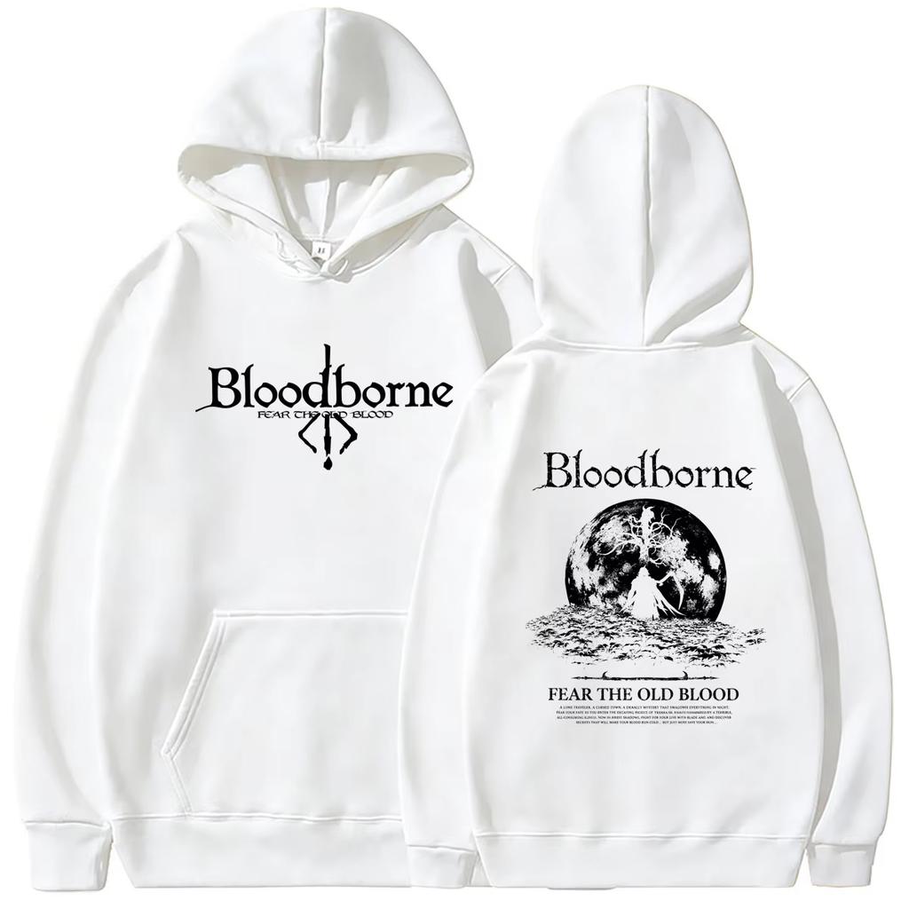 2026 Мягкая хлопковая толстовка Игра Bloodborne Страх Старая кровь Худи с принтом Мужчины Женщины Повседневный Хоррор Стиль Толстовка с капюшоном