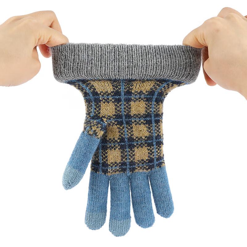 Xihong Winter Knitted Plaid Gloves