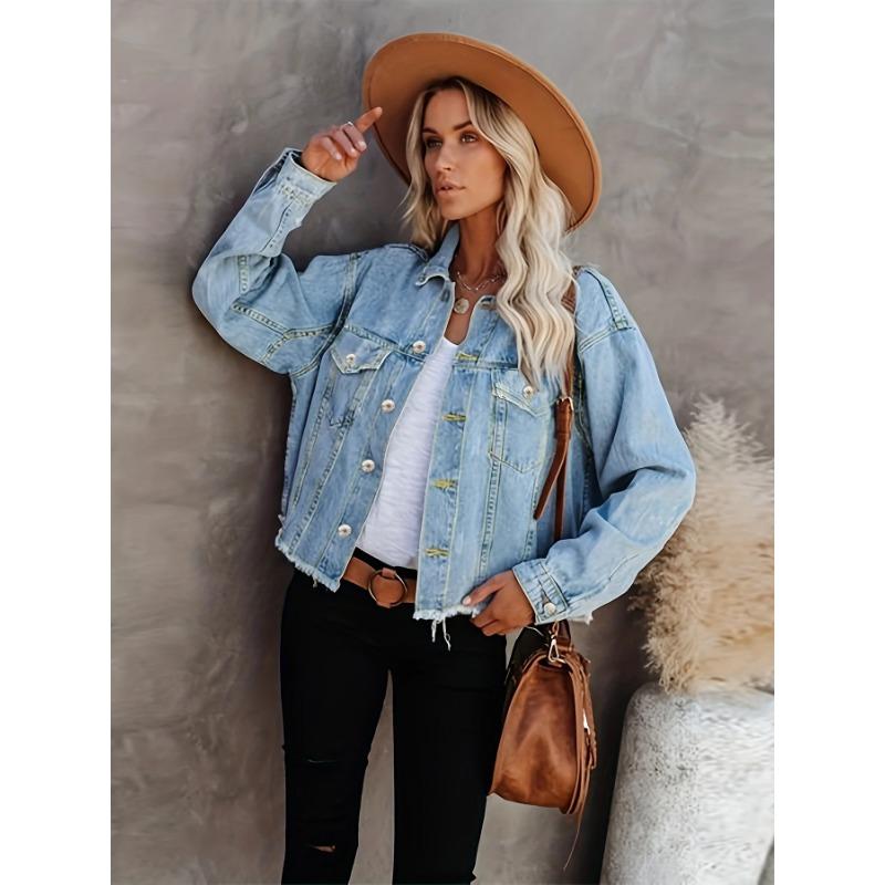 Осенняя женская короткая свободная куртка джинсовая куртка