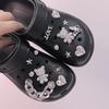 15PCS Fashion Shoe Charms Set Accessories Hole Shoe Buckle Shiny Little Bear Silver Chain DIY 3D Shoes Decorations Party Gift