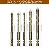 3-12mm Cross Hexagon Tile Drill Bits Set For Ceramic Carbide Glass Metal Alloy Cross Tile Drill Bit Set Drilling Tools