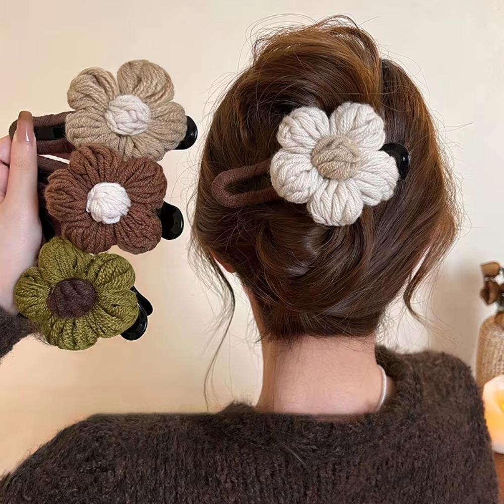 Plush Hair Clips Flower Back Brain Hairpin Gifts Claw Clip