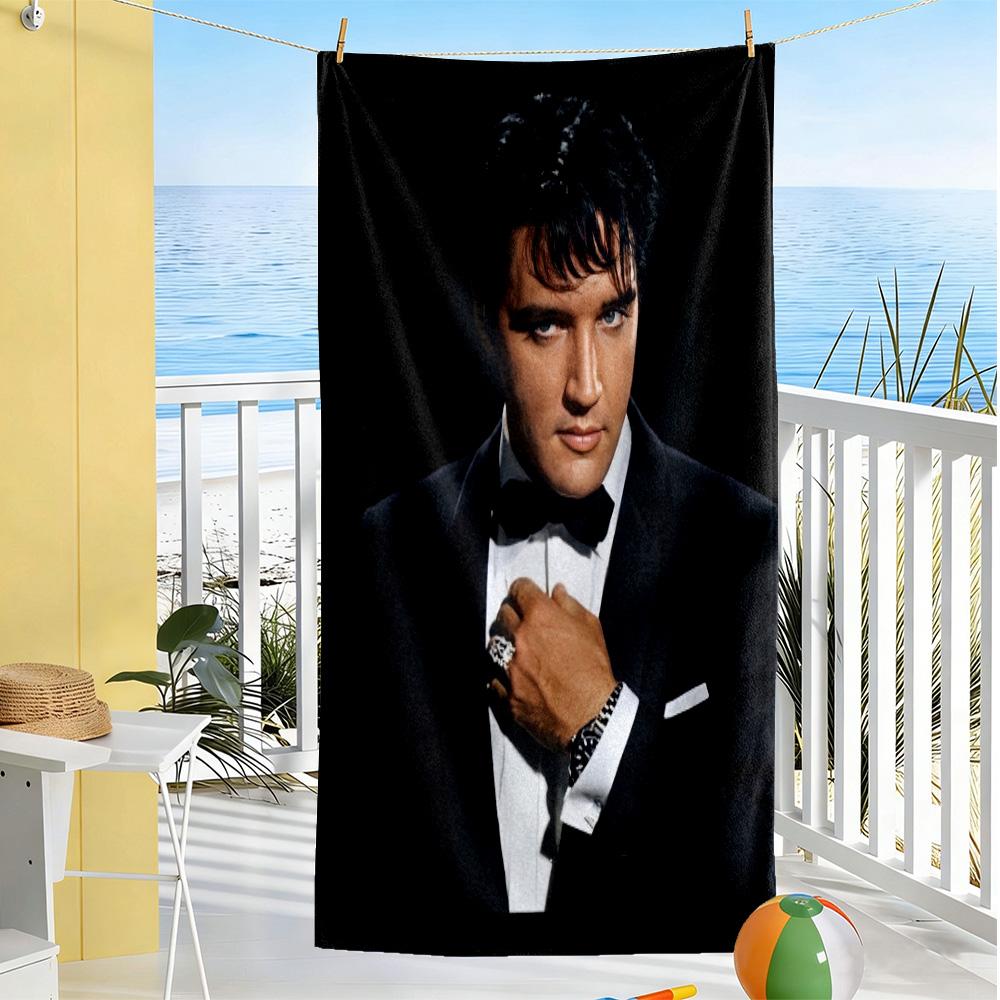Elvis: Iconic Legend Beach Towel High Absorbency & Quick-Dry Comfortable Lightweight Suitable for Swimming, Gym, Camping, Yoga Vacation