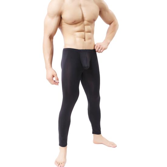 Мужские брюки, ультратонкие U-образные мешочки, высокая эластичность, мягкие, узкие, со средней талией, узкие лосины, леггинсы, нижнее белье, мужские домашние прозрачные брюки для отдыха, одежда для сна, низ