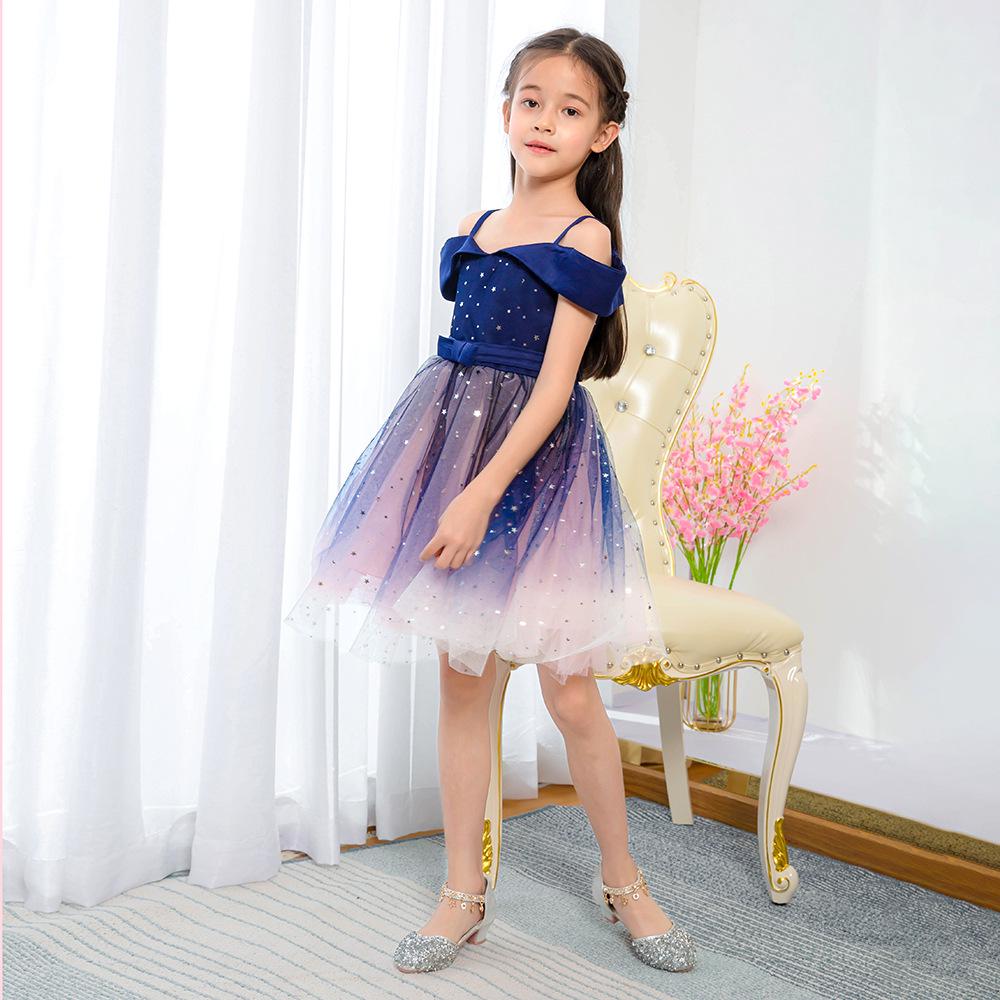 Платье-пачка на одно плечо с пайетками Starry Sky для девочек — европейский и американский стиль летней принцессы