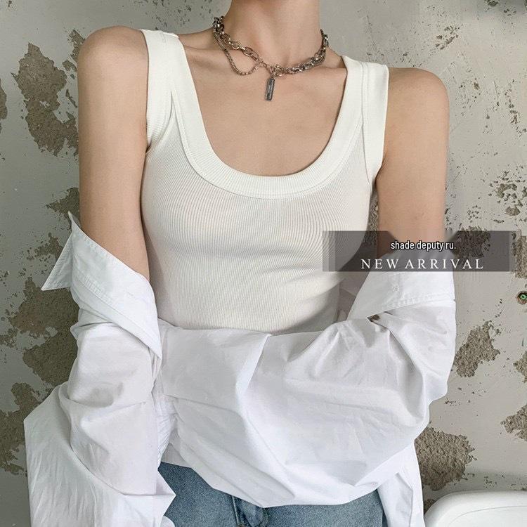 Женский трикотажный жилет в рубчик большого размера - Безрукавная майка для весны, лета и осени