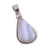 Натуральный Голубой Кружевной Агат Камень Ручной Работы 925 Проба Цельное Серебро Подвеска 1,50" D1p52