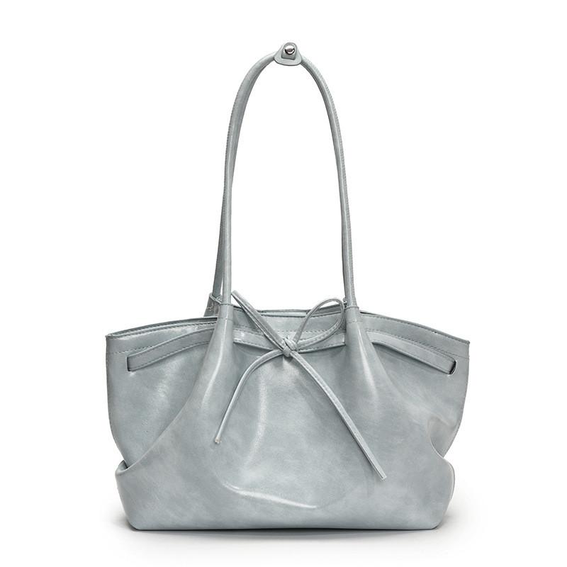 Цвет Однотонный Простой Декор в виде банта Плиссированный дизайн Женская Повседневная Сумка на плечо Тоут