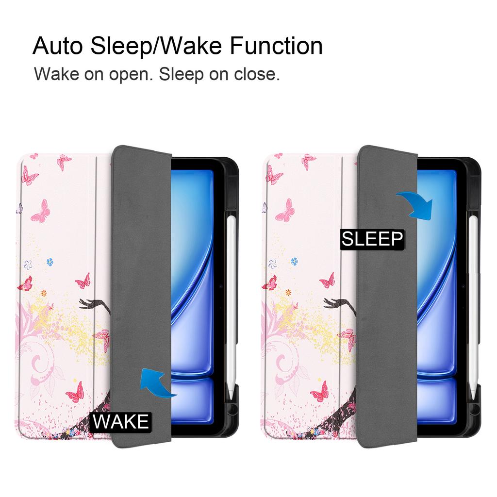 Для iPad Эйр 11 (2025)/(2024) Защитный чехол с печатью узора, слотом для ручки и тройной подставкой