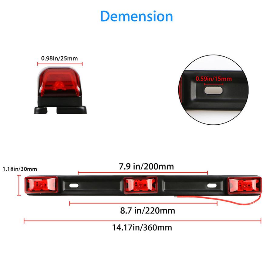 14" Боковой габаритный фонарь для грузовика и прицепа, красный светодиодный фонарь, световая полоса, лампа, водонепроницаемый