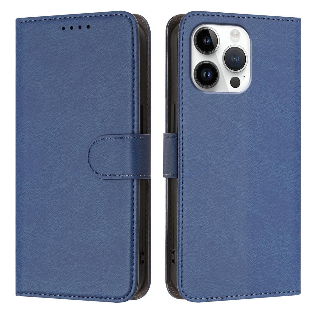 For iPhone 16 Pro Max Leather Case Solid Color Phone Cover with Wallet